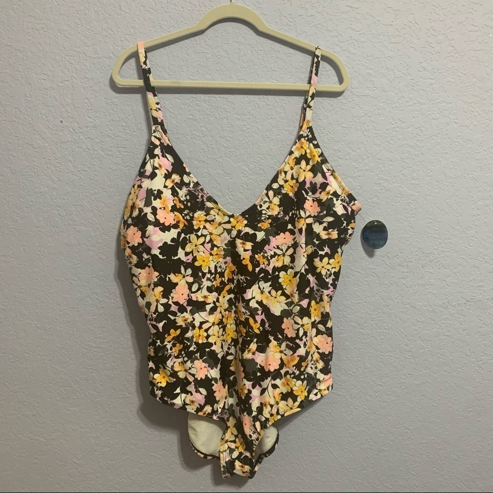 Decree Women Floral Adjustable Straps One Piece Bathing Suit